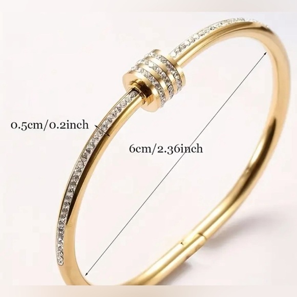 Gold bracelet with rhinestone accents.  New in jewelry bag! - Picture 2 of 3